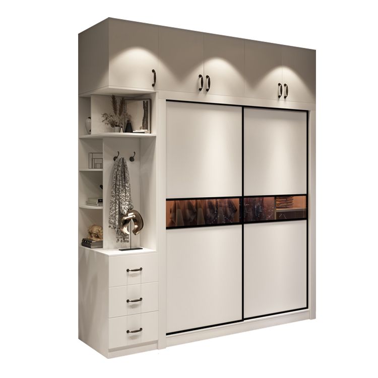White Contemporary Wardrobe Cabinet Wooden Wardrobe Armoire for Home Clearhalo 'Armoires & Wardrobes' 'armoires_wardrobes' 'Bedroom Furniture' 'furn' 'furn_armoires_wardrobes' 'Furniture' 1200x1200_51c5b228-fbbe-4fc1-8f8a-817c47c4cf47