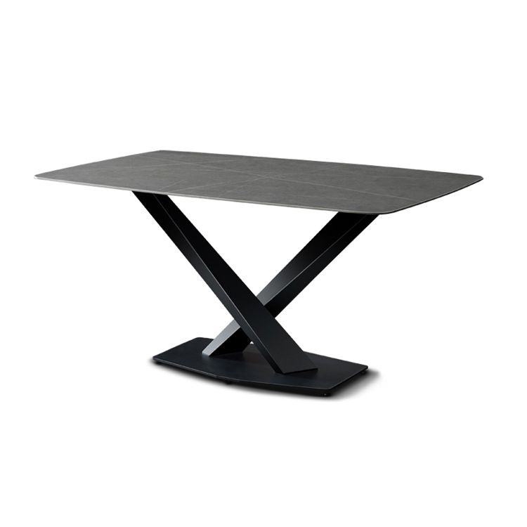 Modern Sintered Stone Gray Dining Set with Rectangle Tabale and Metal Base Dining Set Clearhalo 'Dining Room Sets' 'Dining Tables & Seating' 'dining_room_set' 'furn' 'furn_dining_room_set' 'Furniture' 'furniture_dining_room_set' 'Kitchen & Dining Furniture' 'kitchen&dining_furn' 'kitchen' 1200x1200_51c6f72b-655c-4d4b-a477-32ba22a27250