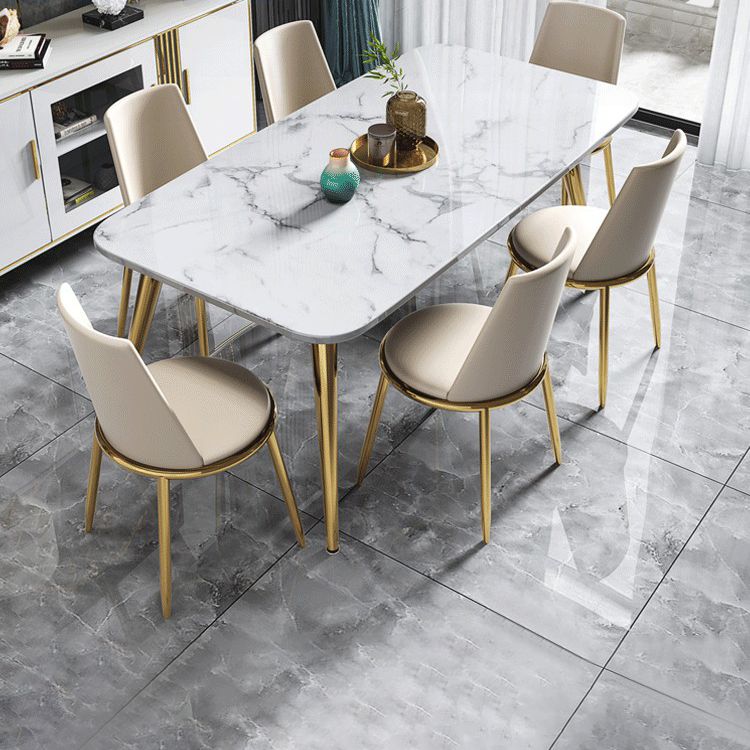 Fixed Sintered Stone Dining Room Set with Metallic 4 Legs Table Dining Room Furniture for Home Use Clearhalo 'Dining Room Sets' 'Dining Tables & Seating' 'dining_room_set' 'furn' 'furn_dining_room_set' 'Furniture' 'furniture_dining_room_set' 'Kitchen & Dining Furniture' 'kitchen&dining_furn' 'kitchen' 1200x1200_51c7067c-f5da-4745-831c-6ec4693e00cd