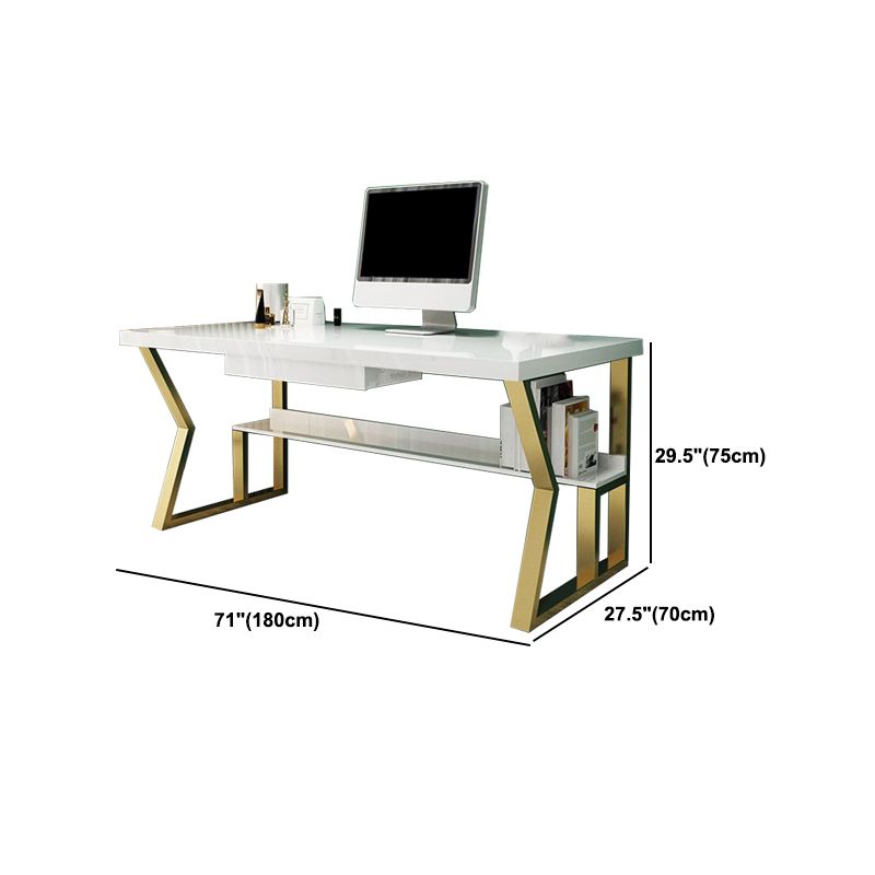 Glam Dormitory Writing Desk Rectangular Writing Desk with Metal Legs Clearhalo 'furn' 'furn_office_desk' 'Furniture' 'Office Desks' 'Office Furniture' 'office_desk' 1200x1200_51c7a51d-8e80-48ba-abfe-106299e43cca