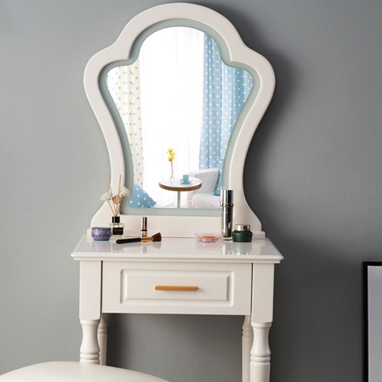 Solid Wood Makeup Vanity Desk Bedroom Dressing Table Stool Set with Drawer