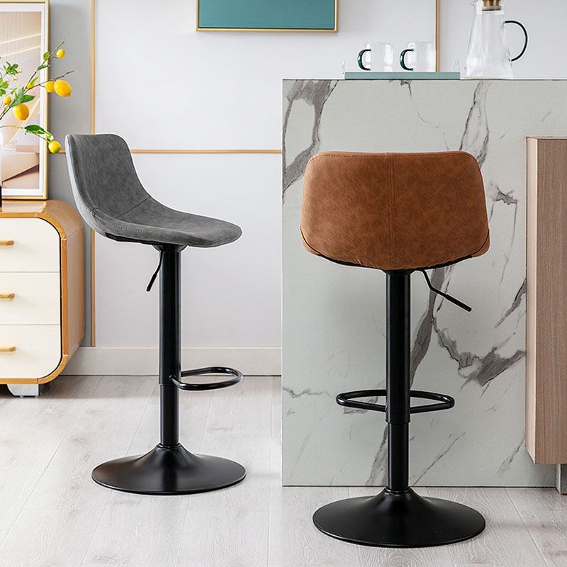Contemporary Adjustable Height Home Stool Matte Finish Leather Barstool Clearhalo 'Bar Furniture' 'Bar Stools' 'bar_stools' 'furn' 'furn_bar_stools' 'Furniture' 'furniture_bar_stools' 'Kitchen & Dining Furniture' 1200x1200_51c9ca54-03e6-40bf-89ca-c2582782c6f7
