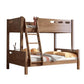Mid-Century Modern Bunk Bed Rubberwood Solid Color Bed for Home