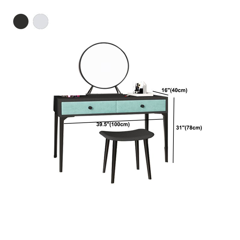 Metall -Waschtisch mit Stuhl und Spiegel in schwarz/weißer Waschtisch
