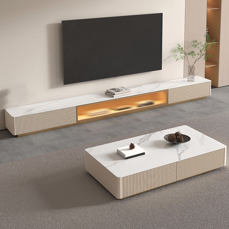 Stone TV Media Console Contemporary TV Console with 2 Drawers Clearhalo 'furn' 'furn_tv_stands_entertainment_centers' 'Furniture' 'Living Room Furniture' 'TV Stands & Entertainment Centers' 'TV Stands & Media Storage Furniture' 'tv_stands_entertainment_centers' 1200x1200_51d1e811-bb45-4d88-b8a8-af73f7f7dfb4