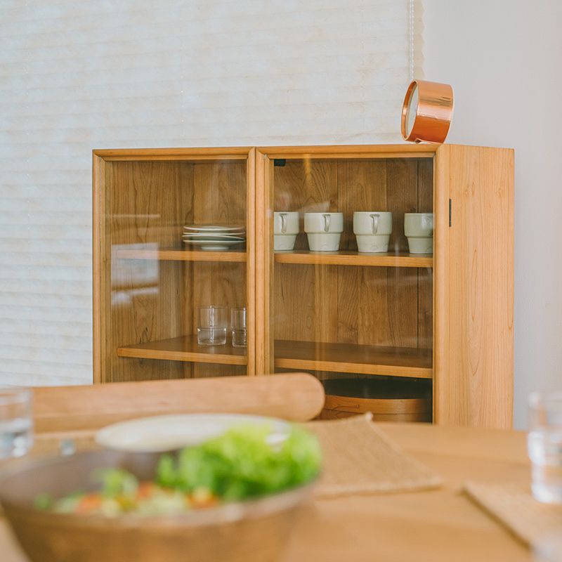 Modern Pine Wood Credenza Glass Doors Cabinets Dining Server for Living Room Clearhalo 'buffet_sideboard' 'Buffets & Sideboards' 'furn' 'furn_buffet_sideboard' 'Furniture' 'furniture_buffet_sideboard' 'Kitchen & Dining Furniture' 1200x1200_51d21832-2c69-4f76-9e82-cb896b328d07