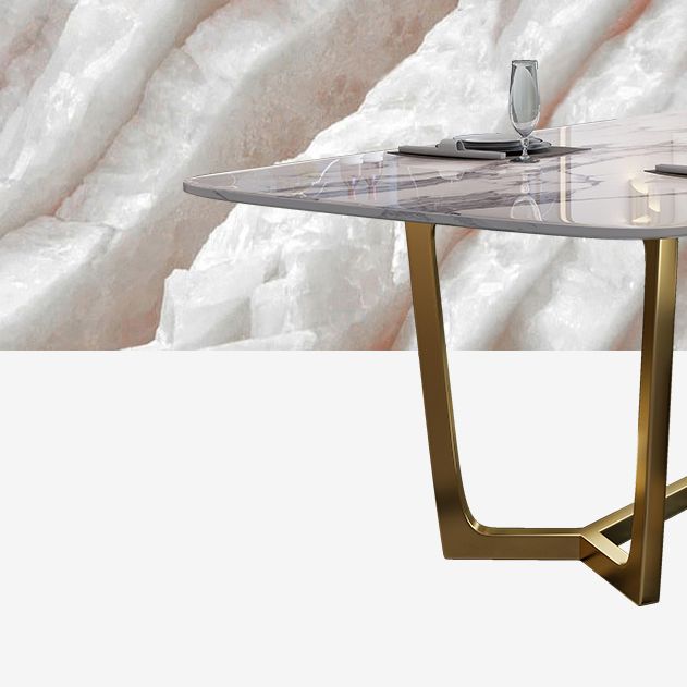 Marble White Tone Dining Table Glam Style Trestle Base Table for Dining Room Clearhalo ' dining_table' 'Dining Tables & Seating' 'Dining Tables' 'furn' 'furn_dining_table' 'Furniture' 'furniture_dining_table' 'Kitchen & Dining Furniture' 'kitchen&dining_furn' 'kitchen' 'kitchen_dining_table' 1200x1200_51d2edc8-111d-4900-a2f8-e31aa3ba16dc