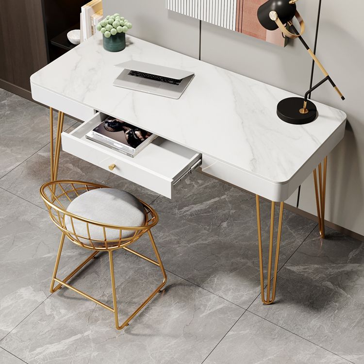 Glam 1-drawer Office Desk Sintered Stone Writing Desk for Home Clearhalo 'furn' 'furn_office_desk' 'Furniture' 'furniture_office_desk' 'Office Desks' 'Office Furniture' 'office_desk' 1200x1200_51d59dd4-ab57-498e-aef5-62359032ebcd