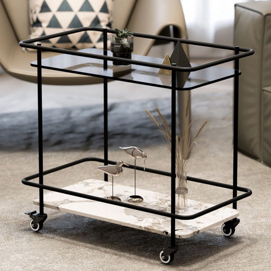 23.6 "Alta Tapa de tobogán contemporáneo Top de vidrio Top Table rectangular