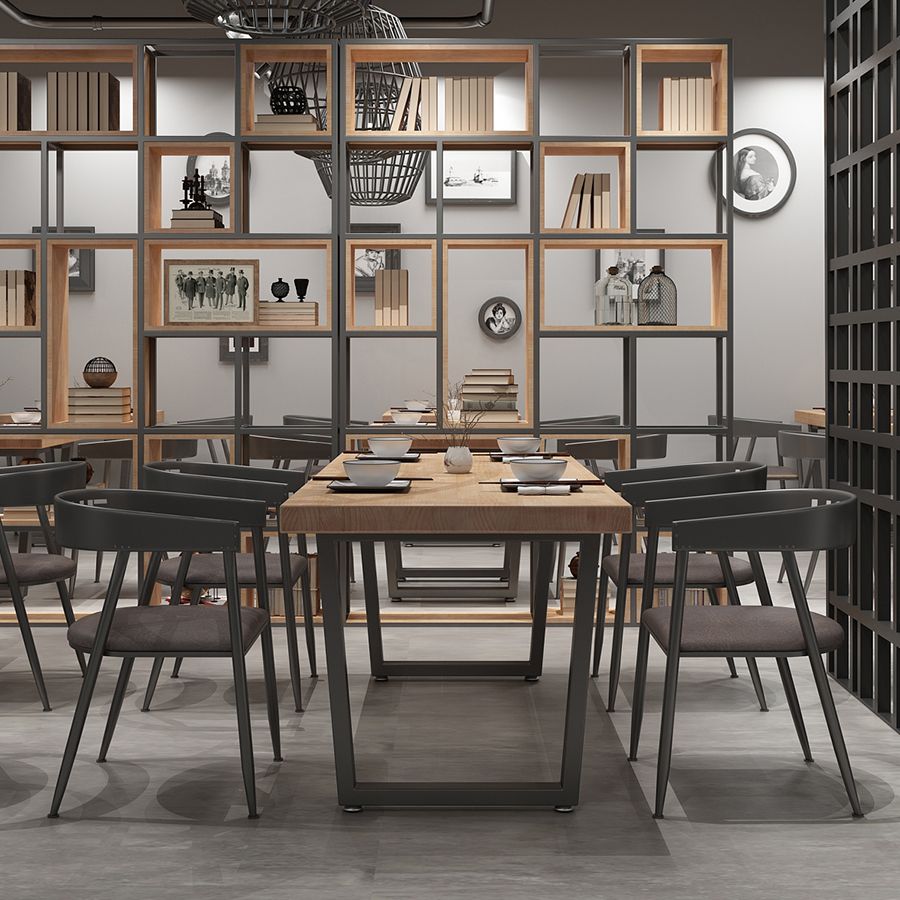 Industrial Style Solid Wood Dining Table Brown Rectangle Table with Sled Base for Dinning Room Clearhalo ' dining_table' 'Dining Tables & Seating' 'Dining Tables' 'furn' 'furn_dining_table' 'Furniture' 'furniture_dining_table' 'Kitchen & Dining Furniture' 'kitchen&dining_furn' 'kitchen' 'kitchen_dining_table' 1200x1200_51d89b0b-8045-42ef-8519-554b2851cf87