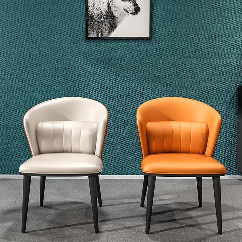 Sillas de comedor de cuero modernas de cuero con ala silla lateral de comedor sin brazo