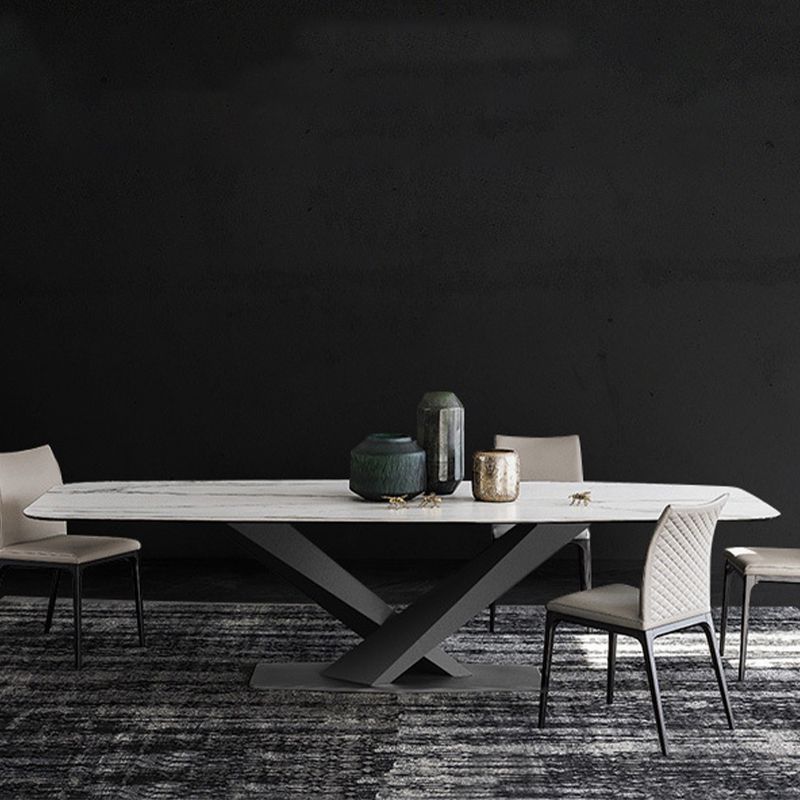 Traditional Luxury Table Metal Base Rectangle Dining Table for Home Clearhalo 'Dining Tables & Seating' 'Dining Tables' 'dining_table' 'furn' 'furn_dining_table' 'Furniture' 'Kitchen & Dining Furniture' 1200x1200_51ddc332-99d1-4a52-a73a-74245cde3127