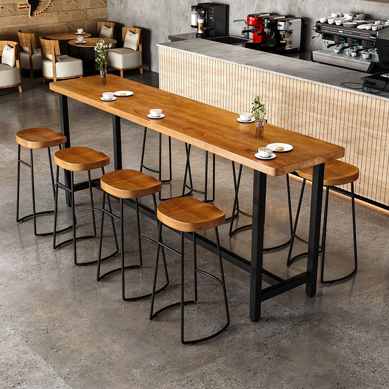 Industrial Rectangle Bar Table Set 1/9 Pieces Solid Wood Bistro Set for Indoor