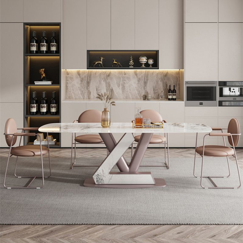 Metal Traditional Luxury Rectangle Table Sintered Stone Table with Pedestal Clearhalo ' dining_table' 'Dining Tables & Seating' 'Dining Tables' 'furn' 'furn_dining_table' 'Furniture' 'furniture_dining_table' 'Kitchen & Dining Furniture' 'kitchen&dining_furn' 'kitchen' 'kitchen_dining_table' 1200x1200_51df74c4-8374-4bdf-89ea-30bb7701dcb7