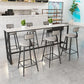 Industrial 1/2/7 Pieces Bar Table Set Rectangle Marble Counter Table with High Stools