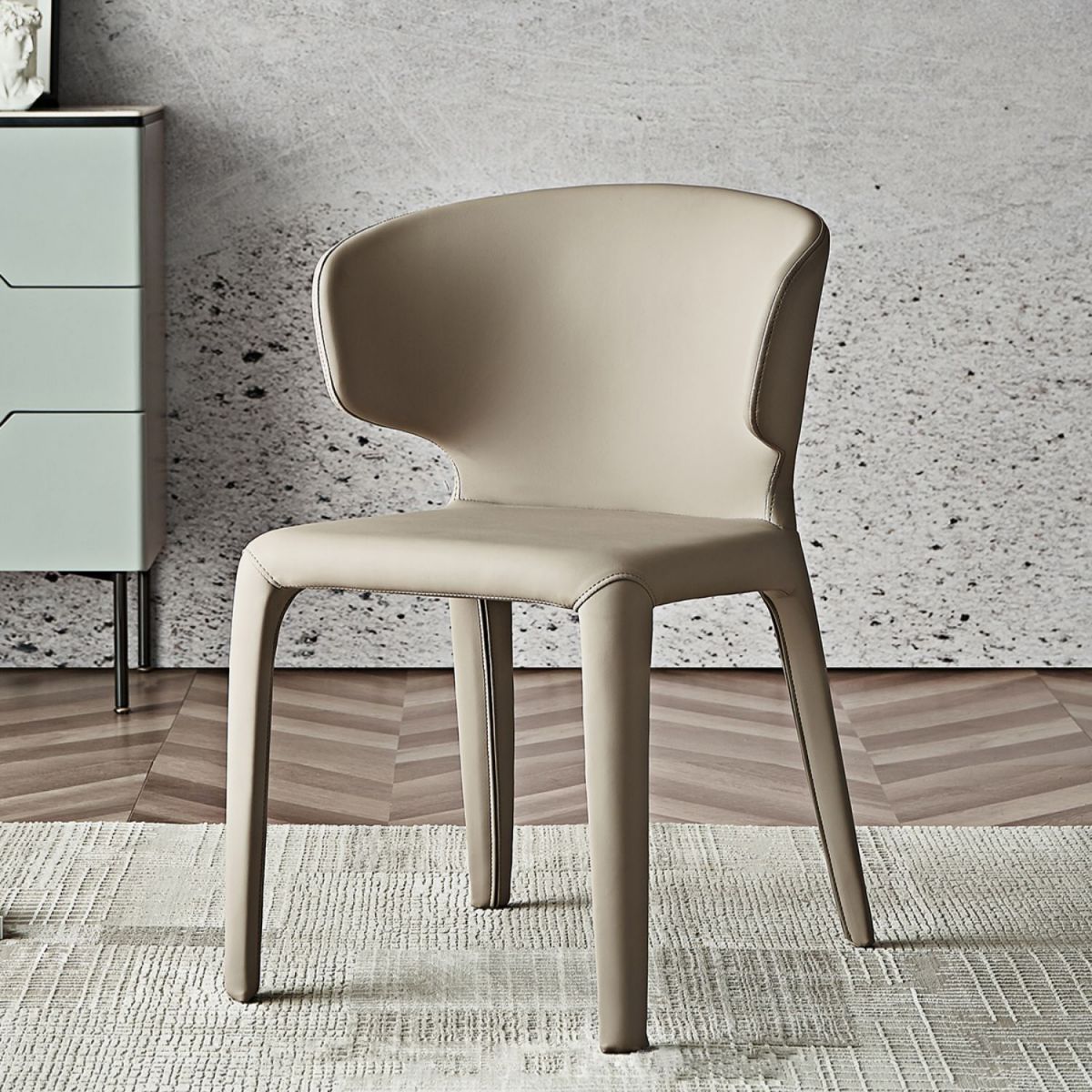 Modern Faux Leather Dining Chair Wingback Side Chair for Home Use Clearhalo ' kitchen&dining_furn' 'Dining Chairs' 'Dining Tables & Seating' 'dining_chair' 'furn' 'furn_dining_chair' 'Furniture' 'furniture_dining_chair' 'Kitchen & Dining Furniture' 'kitchen' 1200x1200_51e0749d-d305-4055-acde-3287b16516fa