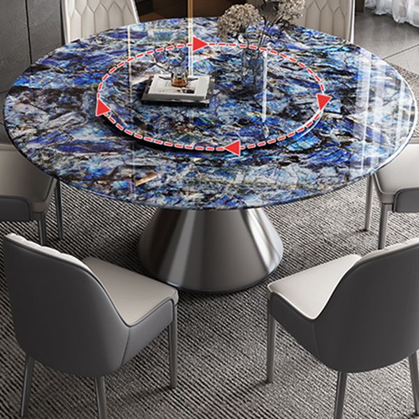 Metal Pedestal Dining Table Round Stone Top Dining Table for Dining Room Clearhalo 'Dining Tables & Seating' 'Dining Tables' 'dining_table' 'furn' 'furn_dining_table' 'Furniture' 'Kitchen & Dining Furniture' 1200x1200_51e0b8be-7985-4cdb-9685-0fa83a89143e