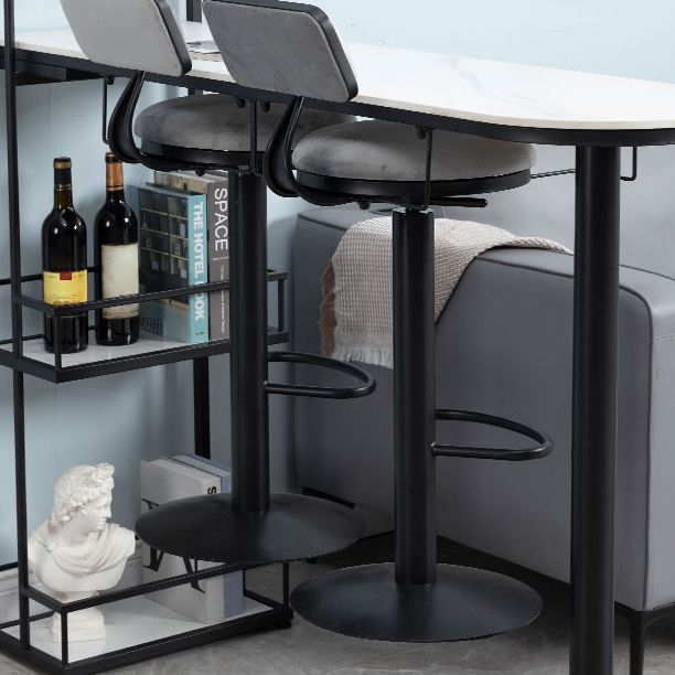 Low Back Bar Stools Adjustable Height Swivel Dining Stools with Metal Base Clearhalo 'Bar Furniture' 'Bar Stools' 'bar_stools' 'furn' 'furn_bar_stools' 'Furniture' 'Kitchen & Dining Furniture' 1200x1200_51e1b105-0552-48d9-94e4-779d2692a143