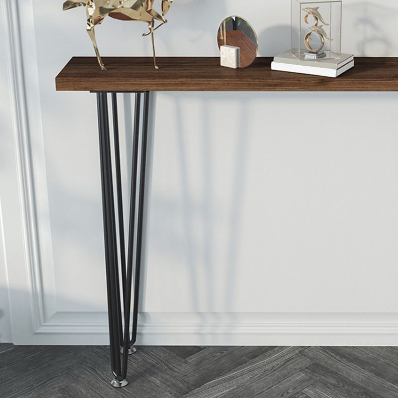 Tavolo da console top in legno massiccio da 31,5 "H con gambe metalliche moderne