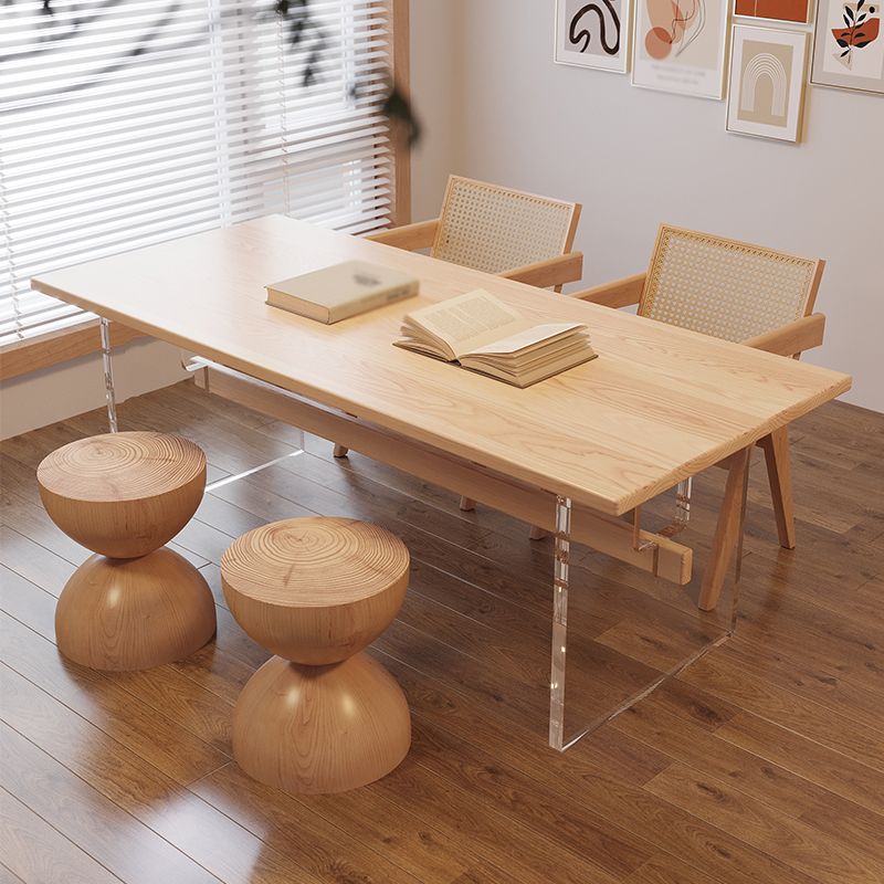 Solid Wood and Acrylic Dinette Table Modern Rectangle Dinner Table Kitchen Home Clearhalo 'Dining Tables & Seating' 'Dining Tables' 'dining_table' 'furn' 'furn_dining_table' 'Furniture' 'furniture_dining_table' 'Kitchen & Dining Furniture' 'kitchen' 'kitchen_dining_table' 1200x1200_51e31f64-25c7-4099-a716-78122631ba94