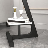 Modern Square Marble Top End Table Two-Tier Side Table with Iron Frame
