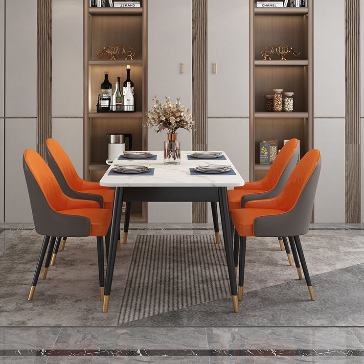 Modern Style Sintered Stone Dining Table White Rectangle Table with Metal Base for Home Use Clearhalo ' dining_table' 'Dining Tables & Seating' 'Dining Tables' 'furn' 'furn_dining_table' 'Furniture' 'furniture_dining_table' 'Kitchen & Dining Furniture' 'kitchen&dining_furn' 'kitchen' 'kitchen_dining_table' 1200x1200_51e7c776-22ba-443c-9800-ac498308fea9