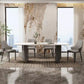 Contemporary Furniture Stone Rectangle Dining Room Table in White