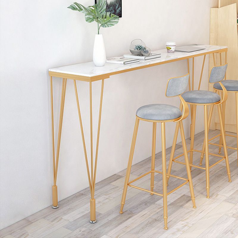 Table moderne à hauteur de bar avec plateau en pierre blanche, table de 41,3 pouces de hauteur