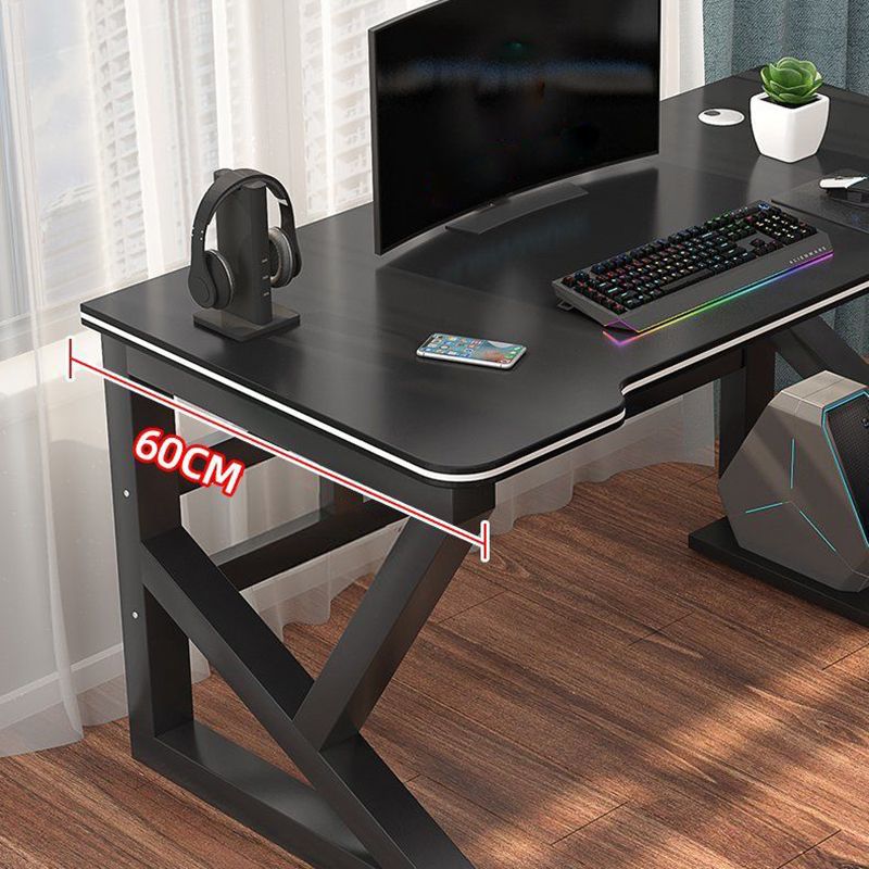 Contemporary Trestle Computer Desk Artificial Wood and Steel Office Desk Cable Management