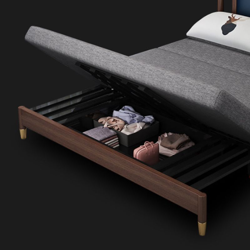 Fabric Modern Slipcovered Sofa Bed Armless Sofa with 2 Pillows