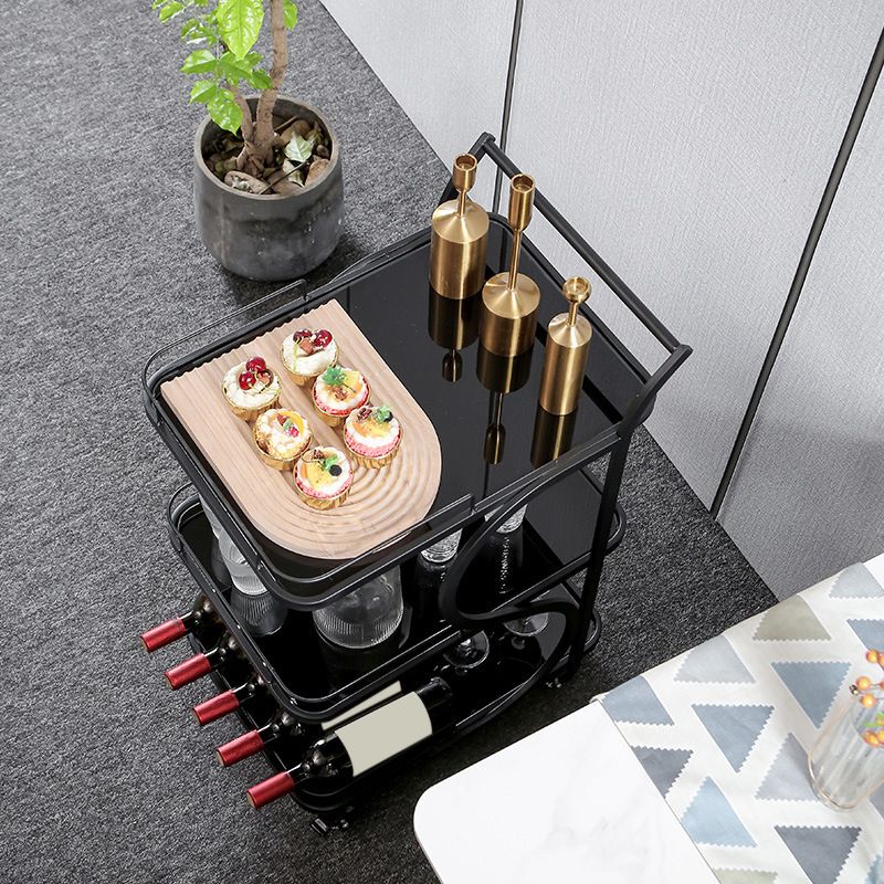 33.46" High Contemporary Prep Table Rolling Metal Prep Table for Home