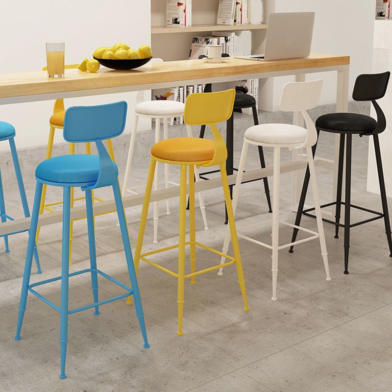 Contemporary Metal Stool PU Leather Barstools in Matte Finish for Indoor