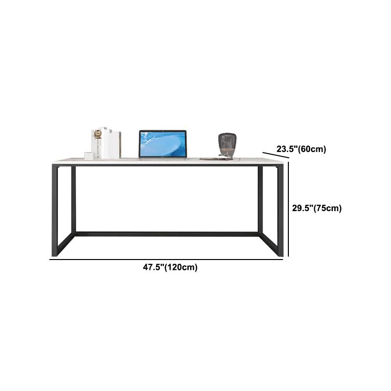 Marble H-Shape Writing Desk Mirrored with Black Metal Legs Home or Office Desk Clearhalo 'furn' 'furn_office_desk' 'Furniture' 'Office Desks' 'Office Furniture' 'office_desk' 1200x1200_51ededd2-de19-4b44-96d9-eb9de81e4380