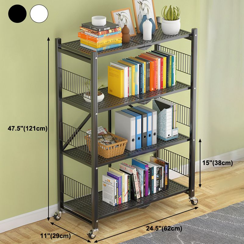 Industrial Open Etagere Bookshelf Steel Bookshelf with Caster Wheels Clearhalo 'Bookcases' 'Furniture' 'furniture_bookcases' 'kitchen' 'kitchen_bookcases' 'Living Room Furniture' 'Office Furniture' 1200x1200_51edfc32-e9d9-4ff5-afe1-8e319edecce3
