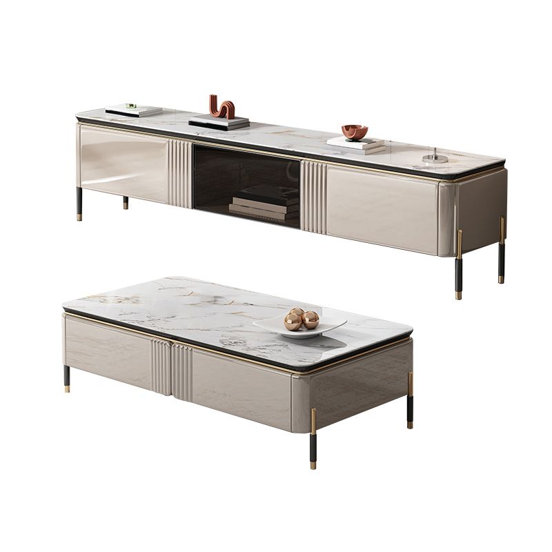 Glam TV Console Stone Media Console Open Storage Console with Drawers Clearhalo 'furn' 'furn_tv_stands_entertainment_centers' 'Furniture' 'Living Room Furniture' 'TV Stands & Entertainment Centers' 'TV Stands & Media Storage Furniture' 'tv_stands_entertainment_centers' 1200x1200_51f0c8df-7d02-4d71-8935-2bb1be06c4ff