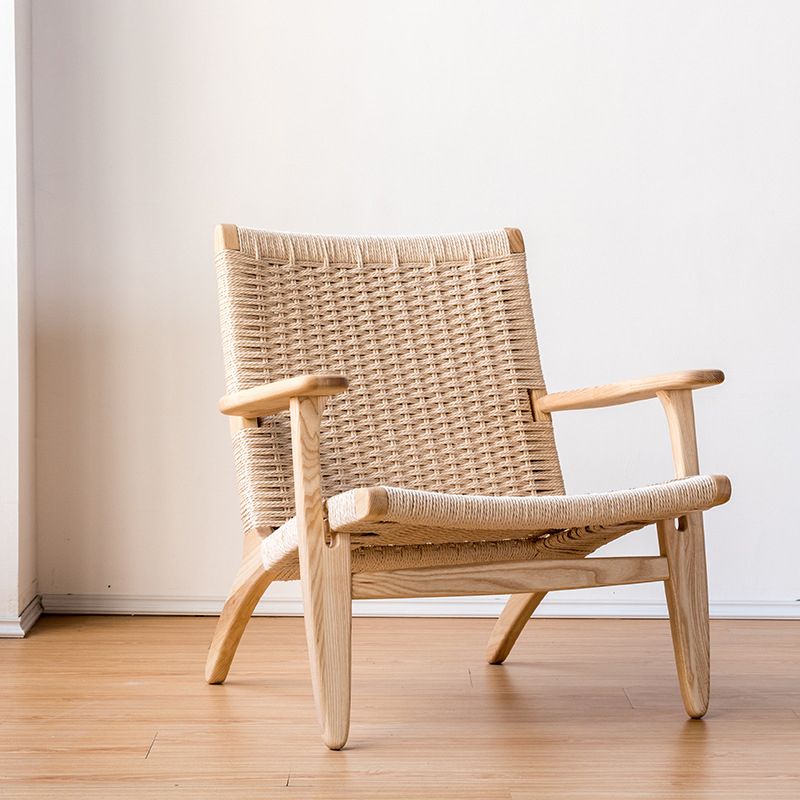 Solid Wood Frame Lounge Chair Arms Included Woven Back Chair Clearhalo 'Accent Chairs' 'accent_chairs' 'Chairs & Seating' 'furn' 'furn_accent_chairs' 'Furniture' 'Living Room Furniture' 1200x1200_51f20226-a7b9-4d78-b618-56d7d52ddad7