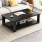 Modern Style Rectangular Wooden Table 4 Legs Base with Storage Rack Coffee Table