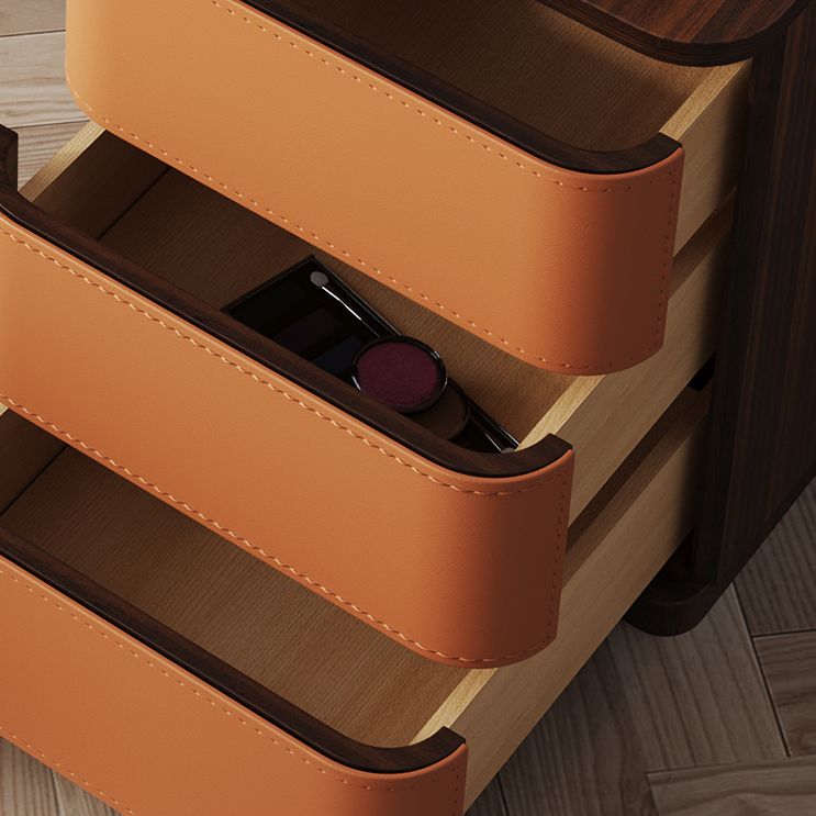 Glam Make-up Vanity Flip-Top Leather 5-Drawers Mirror Vanity Set Clearhalo 'Bedroom Furniture' 'furn' 'furn_makeup_vanities' 'Furniture' 'Makeup Vanities' 'makeup_vanities' 1200x1200_51f3c2c8-761f-4402-b2b5-4cfabe397fa9