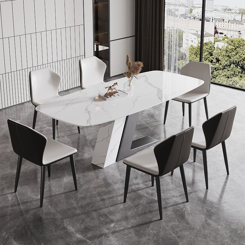 Contemporary Dining Set 1/4/5/7 Pcs Dining Table Set with Sintered Stone Top Clearhalo 'Dining Room Sets' 'Dining Tables & Seating' 'dining_room_set' 'furn' 'furn_dining_room_set' 'Furniture' 'Kitchen & Dining Furniture' 1200x1200_51f45e14-aa26-4cae-8e0c-d8461fc7f77a