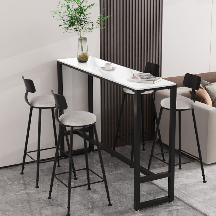 1/3/5 Pieces Modern Rectangle Sintered Stone Counter Table with High Stools