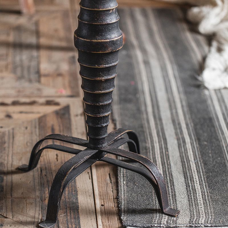 French Rustic Round End Table Metal Pedestal Accent Side Table