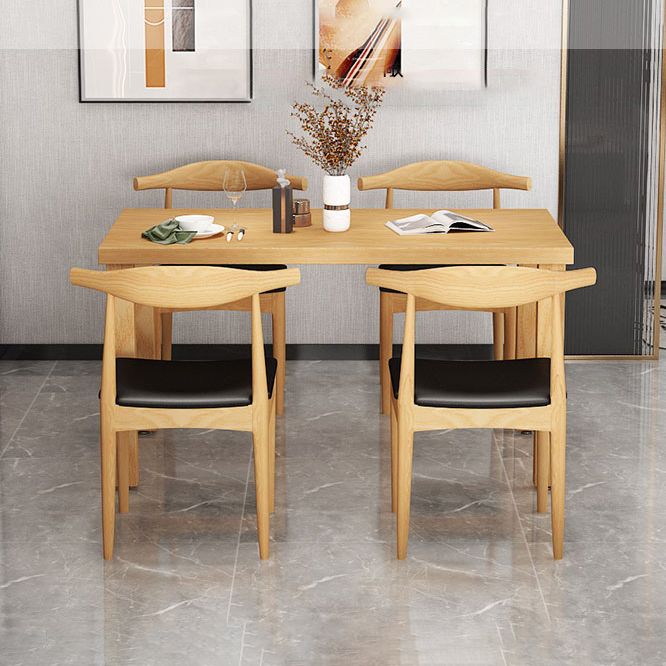 Set da tavolo da pranzo tradizionale Set da pranzo rettangolare in legno massello naturale da 1/2/5 pezzi