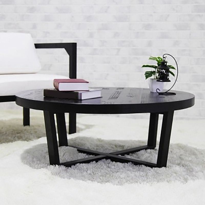 Solid Wood and Metal Coffee Table Home Round Coffee Desk in Black Clearhalo 'Coffee & Accent Tables' 'Coffee Tables' 'coffee_tables' 'furn' 'furn_coffee_tables' 'Furniture' 'Living Room Furniture' 1200x1200_51f6c109-6fcb-494f-a110-597807fff6c7