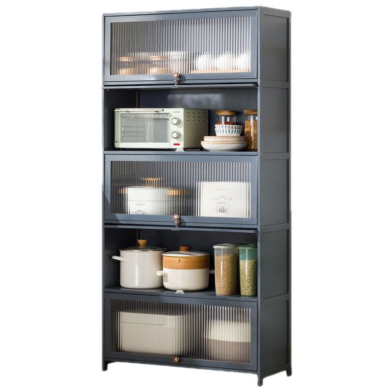 Puertas de vidrio gris Servidor de comedor Servidor de bambú contemporáneo para cocina