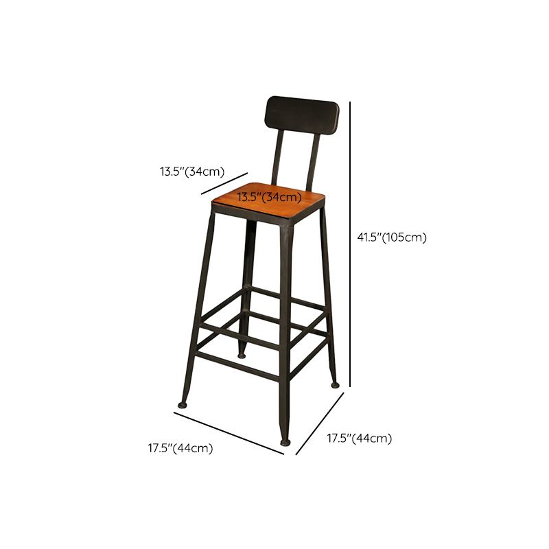 Taburetes de bar de madera contemporáneos, taburete de bar sin brazos con patas de metal