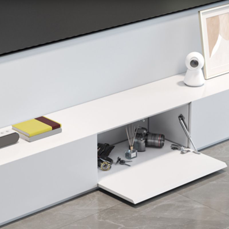 White Engineered Wood TV Console Contemporary Cable Management Media Console Clearhalo 'furn' 'furn_tv_stands_entertainment_centers' 'Furniture' 'Living Room Furniture' 'TV Stands & Entertainment Centers' 'TV Stands & Media Storage Furniture' 'tv_stands_entertainment_centers' 1200x1200_51f97b62-e8ae-4684-8492-c5ad60f4b14c