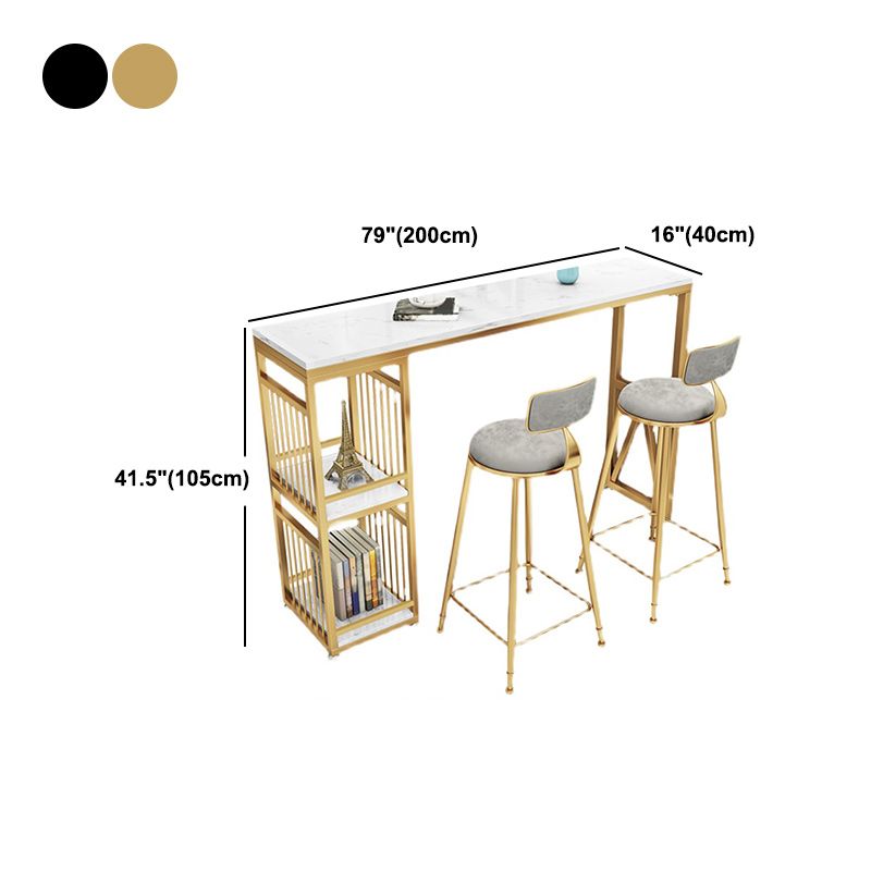 Table à vin de comptoir en marbre avec rangement Table de pub de hauteur de bar blanc de rangement pour boutique