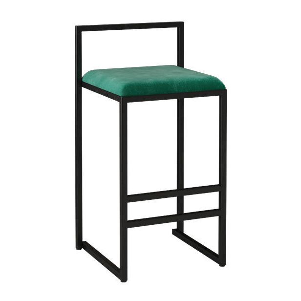 Modern Armless Backrest Counter Stool Iron Kitchen Bar Stool with  Cushion and Pedal