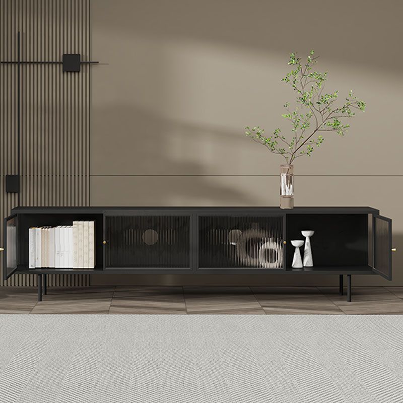 Industrial Glass and Metal TV Media Stand 4 Doors TV Stand Console Clearhalo 'furn' 'furn_tv_stands_entertainment_centers' 'Furniture' 'Living Room Furniture' 'TV Stands & Entertainment Centers' 'TV Stands & Media Storage Furniture' 'tv_stands_entertainment_centers' 1200x1200_51fc90bd-f79f-4323-8e96-82e09fb85b46