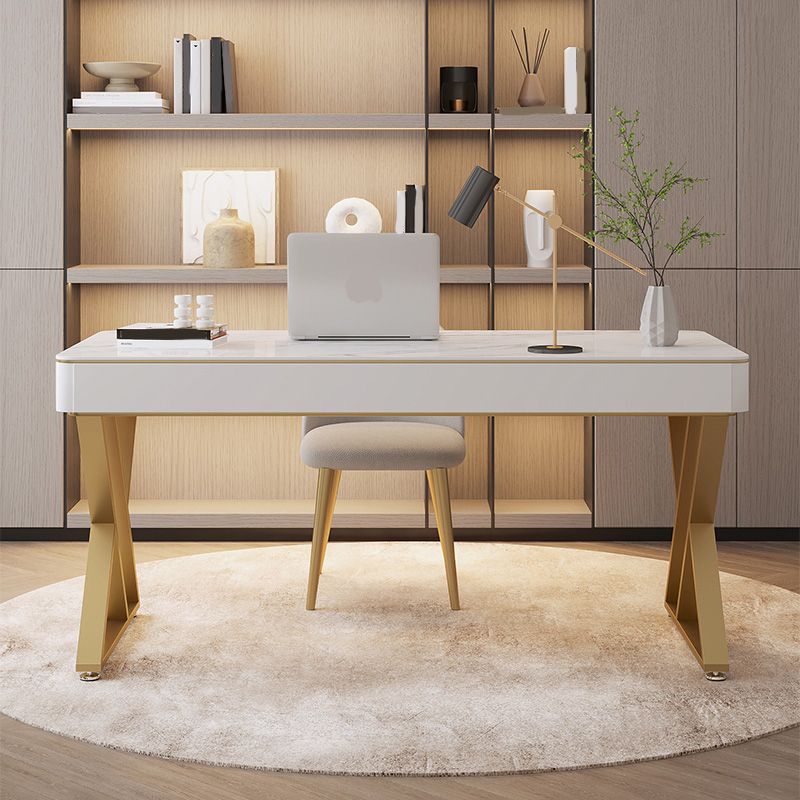 Distanta da ufficio in pietra sinterizzato glam 29.52 H scrivania bianca per casa